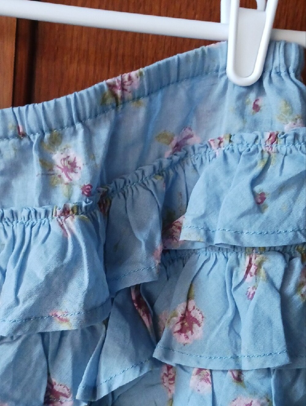 NEW! Free People "Ruffle Up Bloomers" Light Blue Ruffle Floral High-Waist Shorts - Picture 3 of 14